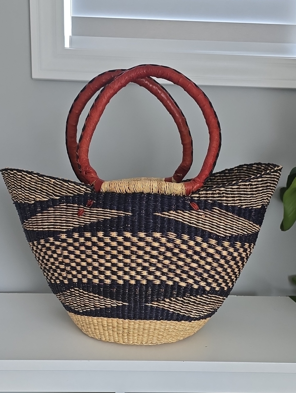 103 Handmade Storage Basket and Leather Handles